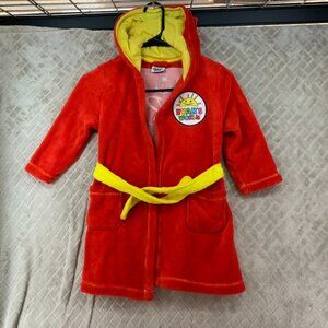 Ryans World Boys 5 Bath Robe Red Hooded Belt Super Hero Fuzzy Soft